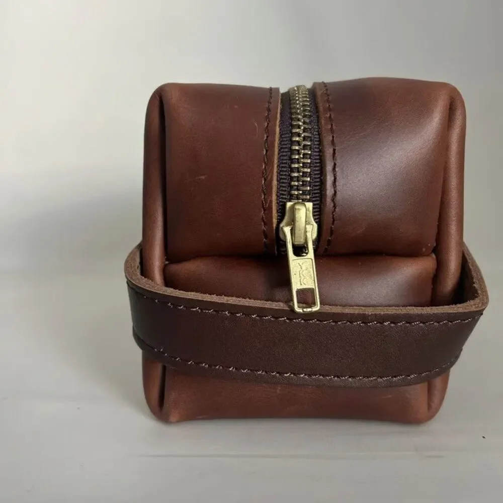 Rustico Wagoneer Leather Toiletry Bag Dopp Kit Brown Jeep Travel Case Made in